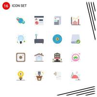 16 Universal Flat Color Signs Symbols of analytics analysis development profile file Editable Pack of Creative Vector Design Elements