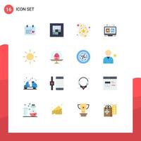 Mobile Interface Flat Color Set of 16 Pictograms of disk brightness spring ai ps Editable Pack of Creative Vector Design Elements