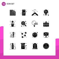 Modern Set of 16 Solid Glyphs and symbols such as idea brainstorm ui molecule education Editable Vector Design Elements