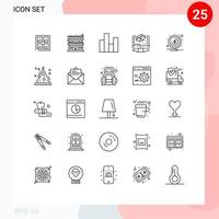 User Interface Pack of 25 Basic Lines of attention drawing business modeling animation Editable Vector Design Elements