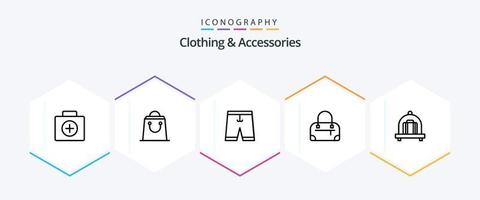 Clothing and Accessories 25 Line icon pack including . luggage. clothe. baggage. bag vector