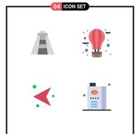 Set of 4 Commercial Flat Icons pack for chichen itza direction air hot left Editable Vector Design Elements