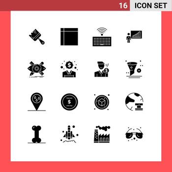 Set of 16 Modern UI Icons Symbols Signs for design efforts house chart graph Editable Vector Design Elements