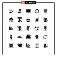 Stock Vector Icon Pack of 25 Line Signs and Symbols for machine alert computer market pc Editable Vector Design Elements