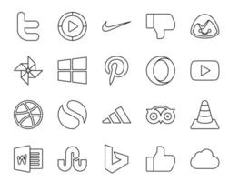 20 Social Media Icon Pack Including travel adidas windows simple video vector