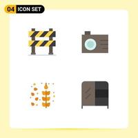 4 concepto de icono plano para sitios web móviles y aplicaciones barrera cereales señal de tráfico muebles digitales elementos de diseño vectorial editables vector