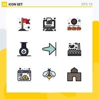 Stock Vector Icon Pack of 9 Line Signs and Symbols for doodle finish database end sport Editable Vector Design Elements