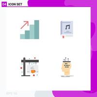 Modern Set of 4 Flat Icons and symbols such as analytics label album music board Editable Vector Design Elements