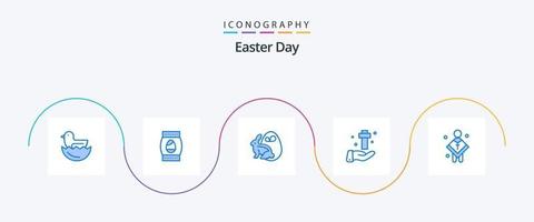 Easter Blue 5 Icon Pack Including church. easter. bynny. cross. celebration vector