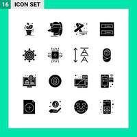 Set of 16 Modern UI Icons Symbols Signs for coding grid virtual accounts feminine Editable Vector Design Elements