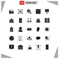 Pictogram Set of 25 Simple Solid Glyphs of home light light pixels lamp message Editable Vector Design Elements