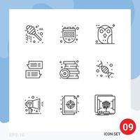 9 Universal Outline Signs Symbols of conversations mail animal bubble study Editable Vector Design Elements