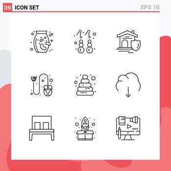 Paquete de 9 esquemas de interfaz de usuario de signos y símbolos modernos de elementos de diseño vectorial editables con clic del mouse de la casa de envío piramidal vector