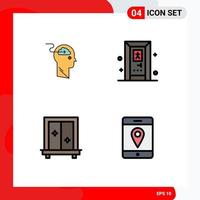 4 Creative Icons Modern Signs and Symbols of cloud cupboard upload door dressing Editable Vector Design Elements