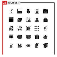 Modern Set of 25 Solid Glyphs and symbols such as restore folder key trophy achievement Editable Vector Design Elements