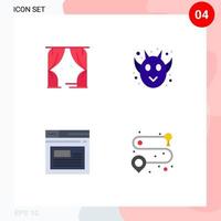 Mobile Interface Flat Icon Set of 4 Pictograms of entertainment page usa frankenstein website Editable Vector Design Elements