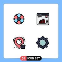 4 Universal Filledline Flat Colors Set for Web and Mobile Applications ball box sport graph baby Editable Vector Design Elements