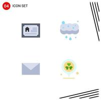 Pack of 4 Modern Flat Icons Signs and Symbols for Web Print Media such as card mail estate sponge flower Editable Vector Design Elements