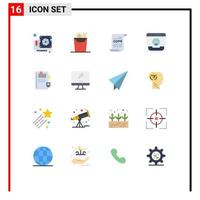 16 User Interface Flat Color Pack of modern Signs and Symbols of education help form contact center Editable Pack of Creative Vector Design Elements