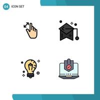 4 iconos creativos signos y símbolos modernos de ampliación de la ampliación del estudiante elementos de diseño vectorial editables del bulbo de la taza graduada vector