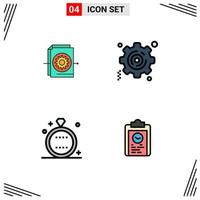 4 User Interface Filledline Flat Color Pack of modern Signs and Symbols of document holiday settings setting wedding Editable Vector Design Elements