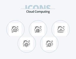 paquete de iconos de línea de computación en la nube 5 diseño de iconos. configuración tecnología. nube. almacenamiento. nube vector