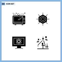 Modern Set of 4 Solid Glyphs Pictograph of entertainment space halloween atom graphic design Editable Vector Design Elements