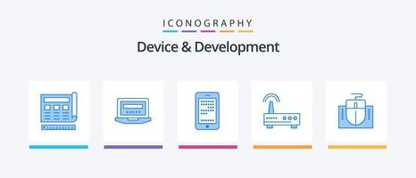 Device And Development Blue 5 Icon Pack Including mouse. signal. education. wifi. coding. Creative Icons Design vector