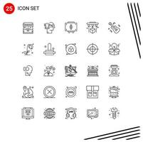 Group of 25 Lines Signs and Symbols for instrument scanner disease printing medicine Editable Vector Design Elements