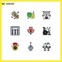 Group of 9 Filledline Flat Colors Signs and Symbols for floral flower idea math calculation Editable Vector Design Elements