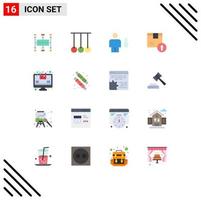 16 User Interface Flat Color Pack of modern Signs and Symbols of logistic box sport arrow up human Editable Pack of Creative Vector Design Elements