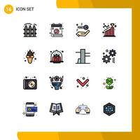 Set of 16 Modern UI Icons Symbols Signs for ice cream dessert key step goal Editable Creative Vector Design Elements