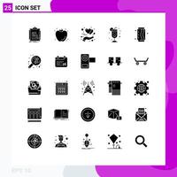 Universal Icon Symbols Group of 25 Modern Solid Glyphs of drink party summer night heart Editable Vector Design Elements