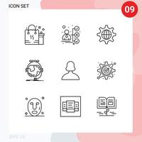 Pictogram Set of 9 Simple Outlines of support online candidate education internet Editable Vector Design Elements