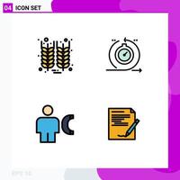 conjunto de 4 colores planos de línea de llenado vectorial en la cuadrícula para desarrollo de trigo de avatar de botella llamada elementos de diseño vectorial editables vector