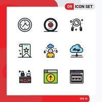 9 User Interface Filledline Flat Color Pack of modern Signs and Symbols of cloud reputation fitness rank favorite Editable Vector Design Elements