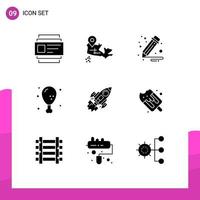 Universal Icon Symbols Group of 9 Modern Solid Glyphs of launch business pencil startup leg Editable Vector Design Elements