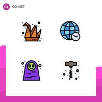 4 Filledline Flat Color concept for Websites Mobile and Apps design halloween character paper web scary Editable Vector Design Elements