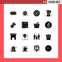 Set of 16 Modern UI Icons Symbols Signs for jug baking tools baked vegetables Editable Vector Design Elements