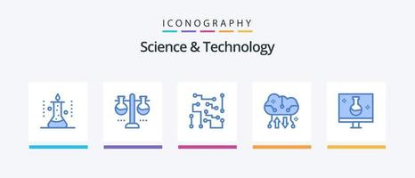 paquete de iconos azul 5 de ciencia y tecnología que incluye almacenamiento en la nube. respaldo en la nube. matraz de prueba. ciencia. electrónica. diseño de iconos creativos vector