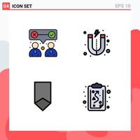 Pictogram Set of 4 Simple Filledline Flat Colors of corporate badge team work market military Editable Vector Design Elements