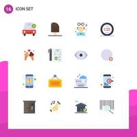 16 Flat Color concept for Websites Mobile and Apps search media ice linking medal Editable Pack of Creative Vector Design Elements