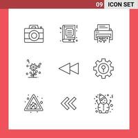 Stock Vector Icon Pack of 9 Line Signs and Symbols for love shredder like information document Editable Vector Design Elements