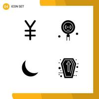 4 Creative Icons Modern Signs and Symbols of currency night coding programming natural Editable Vector Design Elements