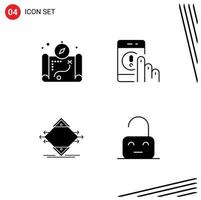 4 Universal Solid Glyphs Set for Web and Mobile Applications map lane click help sign Editable Vector Design Elements