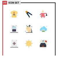 9 Creative Icons Modern Signs and Symbols of music media tool file woman Editable Vector Design Elements