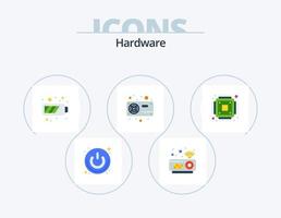 Hardware Flat Icon Pack 5 Icon Design. chip. radiator. battery. hardware. computer vector