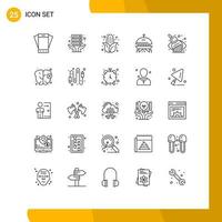 Mobile Interface Line Set of 25 Pictograms of brain graphical analysis autumn business evaluation space Editable Vector Design Elements