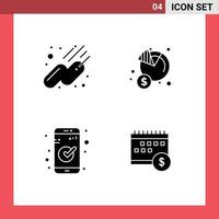 4 Creative Icons Modern Signs and Symbols of satellite check economy income ui Editable Vector Design Elements