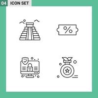 User Interface Pack of 4 Basic Filledline Flat Colors of building security usa sale award badge Editable Vector Design Elements